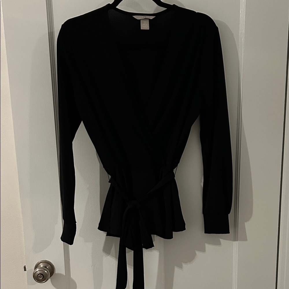 H&M Black Wrap Top